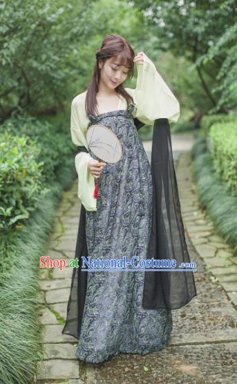 Traditional Chinese Tang Dynasty Maidenform Costume Ancient Princess Grey Hanfu Dress for Women