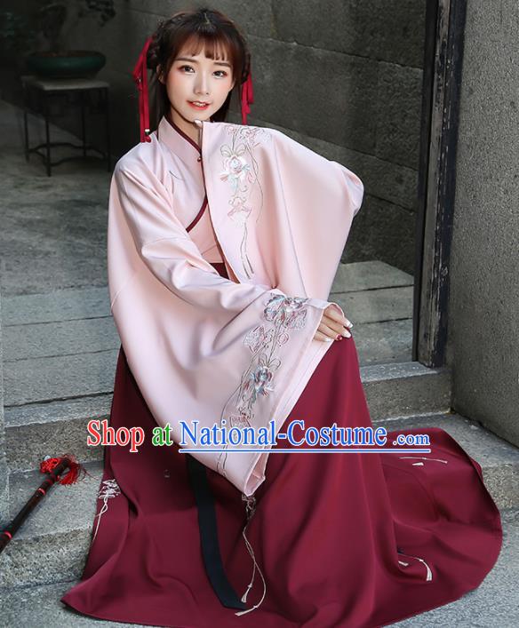 Chinese Ancient Palace Lady Hanfu Han Dynasty Imperial Concubine Queen Embroidered Historical Costumes