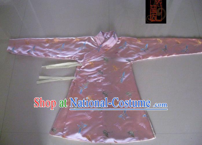 Traditional Chinese Ming Dynasty Costume Ancient Princess Embroidered Butterfly Pink Blouse for Women