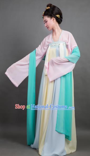 Traditional Chinese Tang Dynasty Maidenform Yellow Hanfu Dress Ancient Palace Princess Costume for Women