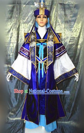 Asian Chinese Cosplay Customized Crown Prince Costume Ancient Swordsman Clothing for Men