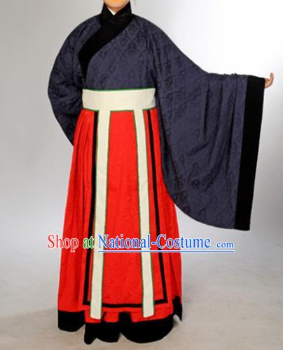 Chinese Traditional Zhou Dynasty Scholar Costumes Ancient Minister Robe for Men