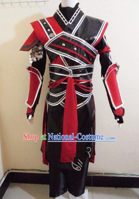 Asian Chinese Cosplay General Black Customized Costume Ancient Swordsman Clothing for Men