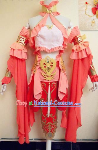 Asian Chinese Cosplay Female Warrior Knight Pink Costume Ancient Swordsman Clothing for Women