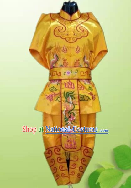 Traditional Chinese Beijing Opera Takefu Costume Drum Dance Yellow Clothing for Men