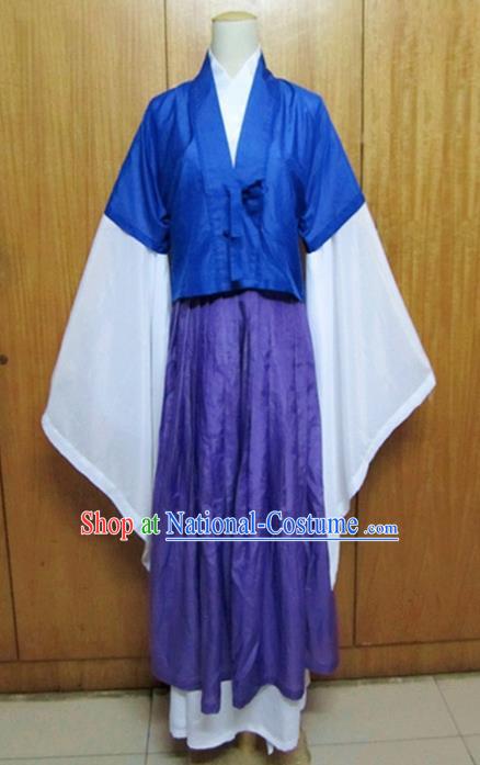 Traditional Chinese Jin Dynasty Young Lady Hanfu Dress Ancient Swordsman Costume for Women