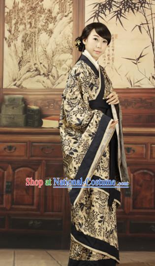 Asian Chinese Han Dynasty Marquise Curving-Front Robe Ancient Traditional Maidenform Costume for Women