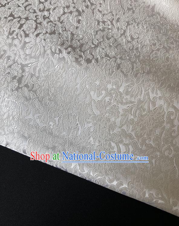 Asian Chinese Traditional Fabric Classical Pattern White Brocade Cheongsam Cloth Silk Fabric