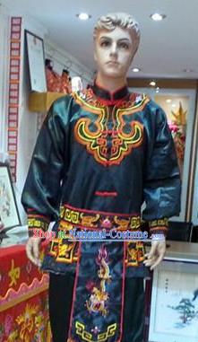 Traditional Chinese Beijing Opera Swordsman Atrovirens Costume Takefu Embroidered Clothing for Adults