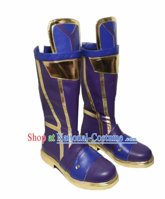 Asian Chinese Cosplay Alchemist Shoes Cartoon Fairy Princess Purple Boots for Women