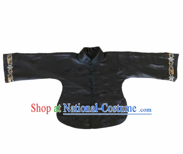 Traditional Chinese Handmade Embroidered Silk Blouse Costume Tang Suit Black Shirt for Women