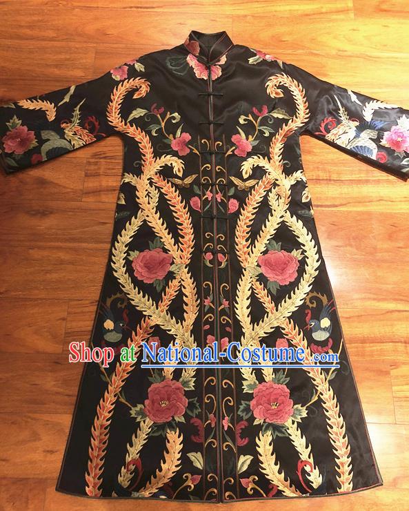 Traditional Chinese Handmade Costume Tang Suit Embroidered Peony Coat for Women