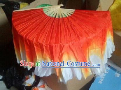 Traditional Chinese Crafts Folding Fan China Folk Dance Fans Red Silk Fans