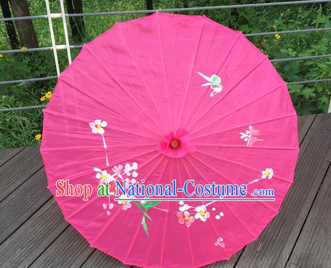 Traditional Chinese Folk Dance Umbrella Rosy Oil-Paper Umbrella for Women