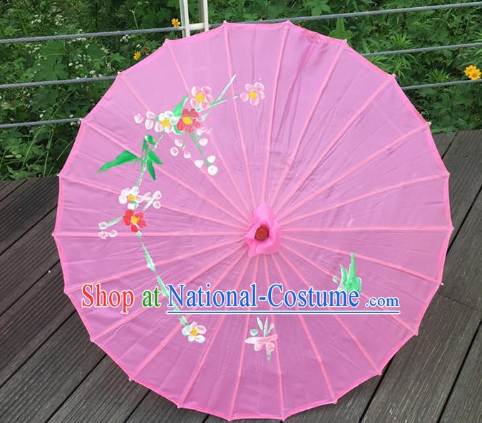 Traditional Chinese Folk Dance Umbrella Pink Oil-Paper Umbrella for Women