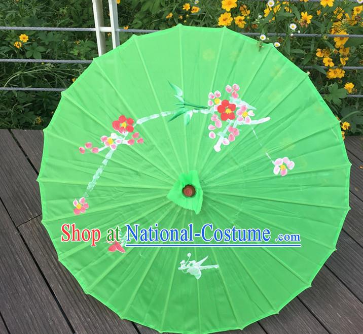 Traditional Chinese Folk Dance Umbrella Green Oil-Paper Umbrella for Women