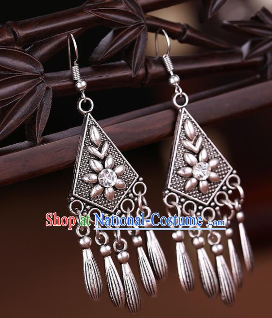 Chinese Traditional Jewelry Accessories Miao Minority Wedding Tassel Earrings for Women