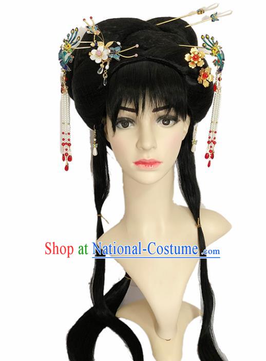 Chinese Ancient Princess Hair Accessories Beijing Opera Diva Hairpins and Wigs for Women