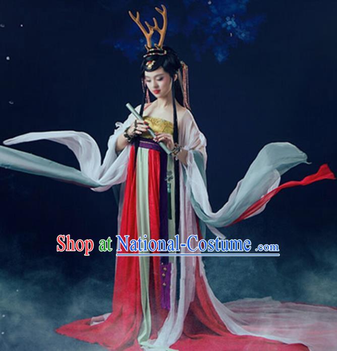 Chinese Cosplay Tang Dynasty Princess Embroidered Costume Ancient Fairy Hanfu Dress for Women