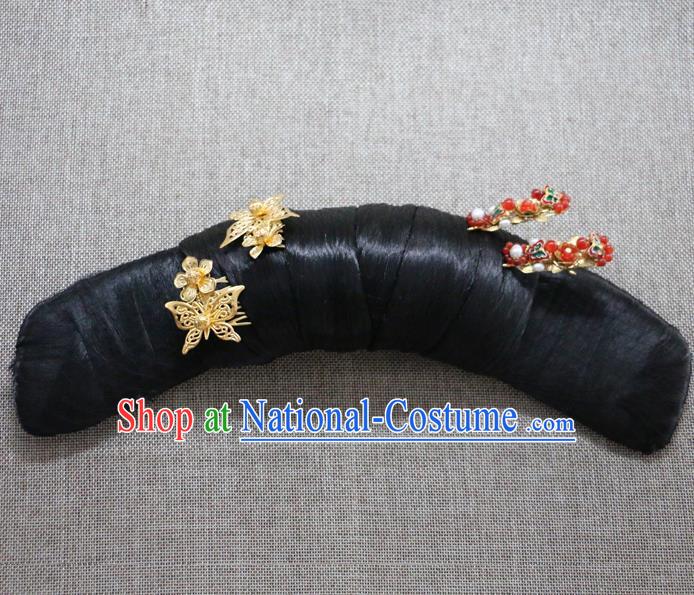 Chinese Ancient Qing Dynasty Palace Lady Hair Accessories Hairpins and Wigs for Women