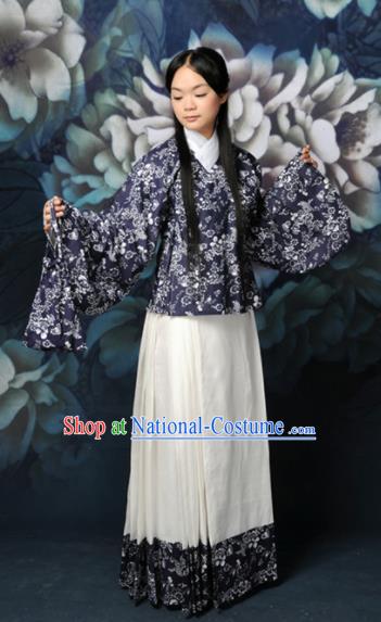 Chinese Traditional Ming Dynasty Village Girl Hanfu Dress Ancient Young Lady Costumes for Women