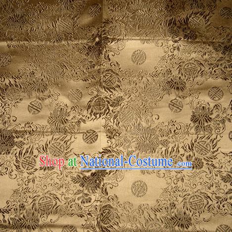 Chinese Traditional Bronze Silk Fabric Tang Suit Brocade Cheongsam Flowers Pattern Cloth Material Drapery