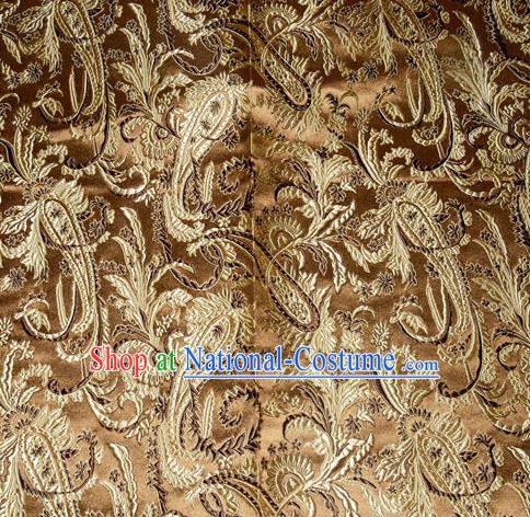 Chinese Traditional Bronze Silk Fabric Tang Suit Brocade Cheongsam Palace Pattern Cloth Material Drapery