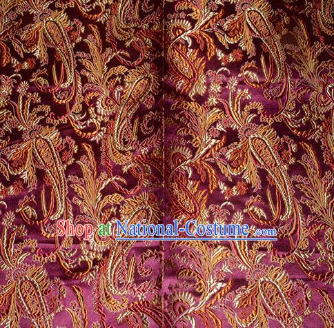 Chinese Traditional Purple Silk Fabric Tang Suit Brocade Cheongsam Palace Pattern Cloth Material Drapery