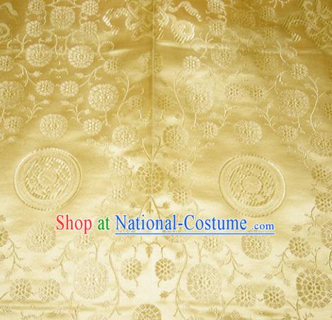 Chinese Traditional Yellow Silk Fabric Tang Suit Brocade Cheongsam Waxberry Pattern Cloth Material Drapery