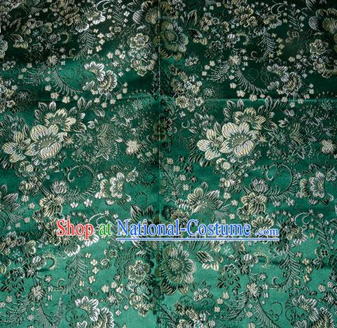 Chinese Traditional Silk Fabric Tang Suit Green Brocade Cheongsam Classical Pattern Cloth Material Drapery