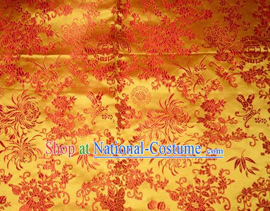 Chrysanthemum Pattern Chinese Traditional Yellow Silk Fabric Tang Suit Brocade Cloth Cheongsam Material Drapery