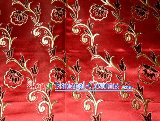 Chinese Traditional Silk Fabric Tang Suit Red Brocade Cloth Cheongsam Material Drapery