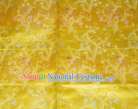 Chinese Traditional Silk Fabric Poplar Blossom Pattern Tang Suit Yellow Brocade Cloth Cheongsam Material Drapery