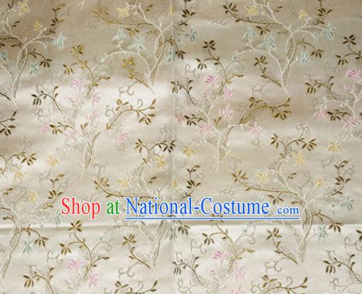 Chinese Traditional Silk Fabric Poplar Blossom Pattern Tang Suit White Brocade Cloth Cheongsam Material Drapery