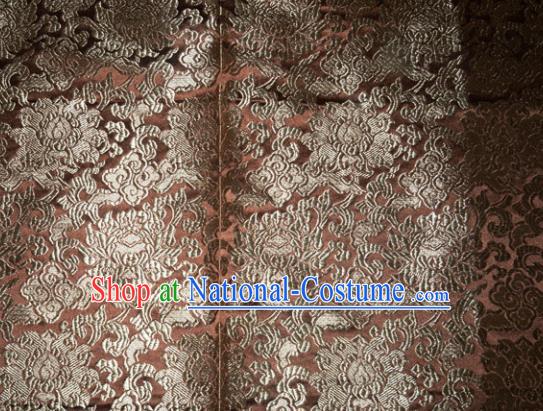 Chinese Traditional Silk Fabric Tang Suit Brown Brocade Cheongsam Classical Pattern Cloth Material Drapery