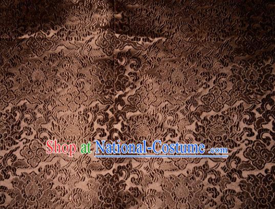 Chinese Traditional Brown Silk Fabric Tang Suit Brocade Cheongsam Classical Pattern Cloth Material Drapery