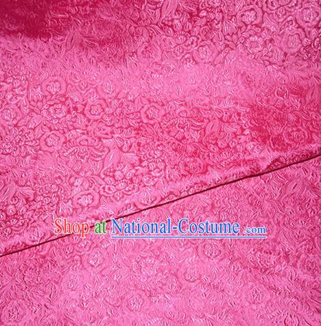 Chinese Traditional Cheongsam Rosy Silk Fabric Tang Suit Brocade Classical Pattern Cloth Material Drapery