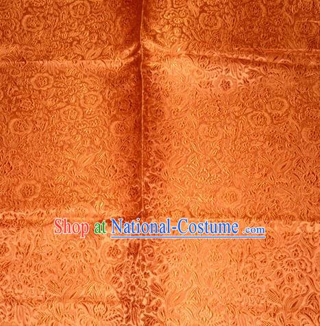 Chinese Traditional Cheongsam Orange Silk Fabric Tang Suit Brocade Classical Pattern Cloth Material Drapery