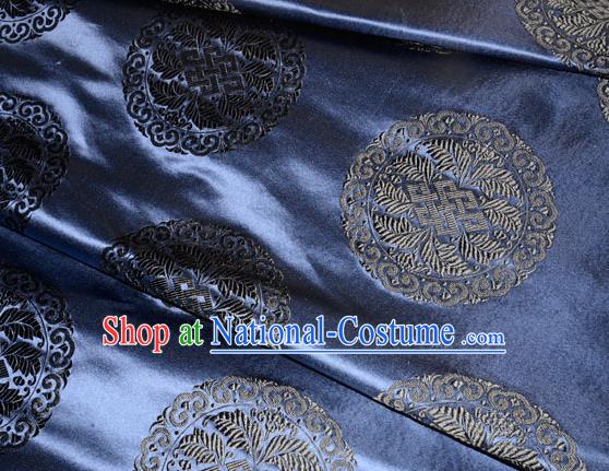 Chinese Traditional Cheongsam Silk Fabric Tang Suit Navy Brocade Classical Round Pattern Cloth Material Drapery