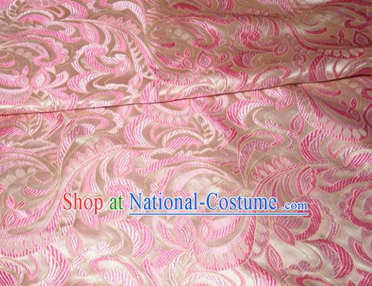 Chinese Traditional Cheongsam Silk Fabric Tang Suit Pink Brocade Classical Cockscomb Pattern Cloth Material Drapery