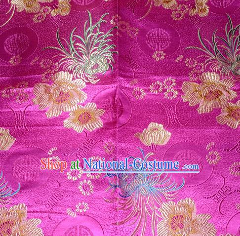 Chinese Traditional Silk Fabric Classical Chrysanthemum Pattern Tang Suit Rosy Brocade Cloth Cheongsam Material Drapery