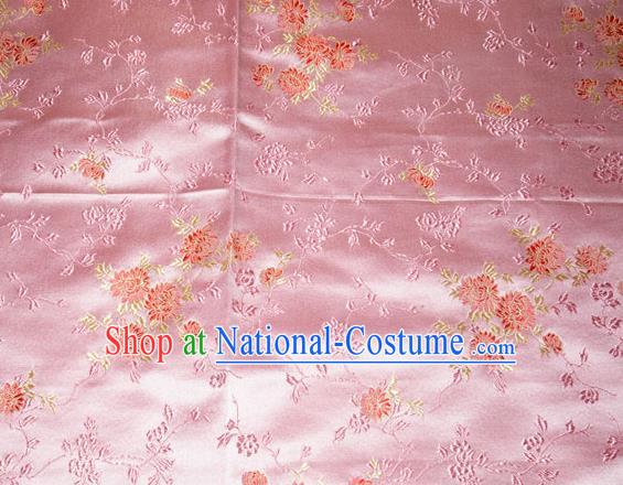 Classical Chrysanthemum Pattern Chinese Traditional Pink Silk Fabric Tang Suit Brocade Cloth Cheongsam Material Drapery