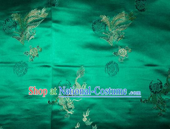 Wedding Classical Dragons Phoenix Pattern Chinese Traditional Green Silk Fabric Tang Suit Brocade Cloth Cheongsam Material Drapery