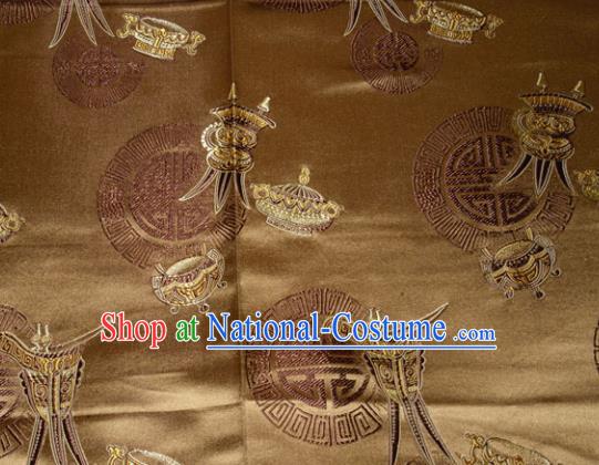 Classical Wine Goblet Pattern Chinese Traditional Bronze Silk Fabric Tang Suit Brocade Cloth Cheongsam Material Drapery