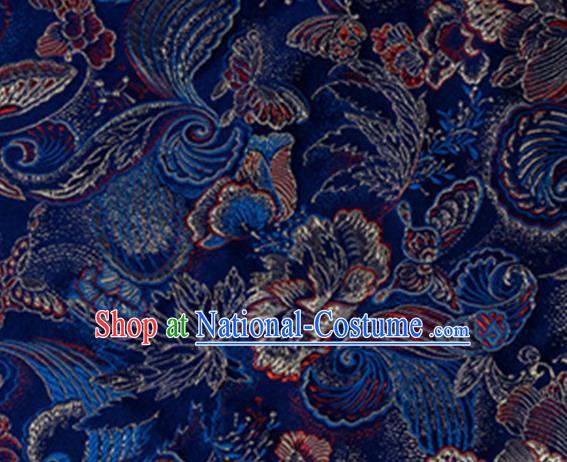 Chinese Traditional Fabric Navy Silk Fabric Tang Suit Brocade Cloth Cheongsam Material Drapery