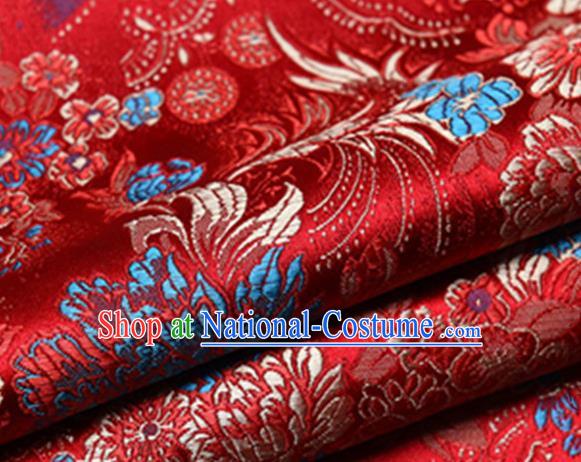 Chinese Traditional Red Silk Fabric Tang Suit Brocade Cloth Cheongsam Material Drapery