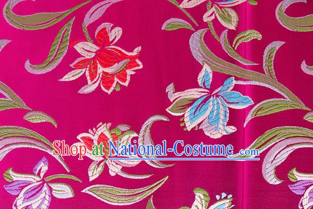 Chinese Traditional Silk Fabric Tang Suit Classical Pattern Rosy Brocade Cloth Cheongsam Material Drapery