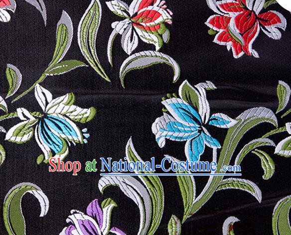 Chinese Traditional Silk Fabric Tang Suit Classical Pattern Black Brocade Cloth Cheongsam Material Drapery