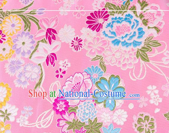 Chinese Traditional Brocade Fabric Tang Suit Pink Silk Cloth Cheongsam Material Drapery