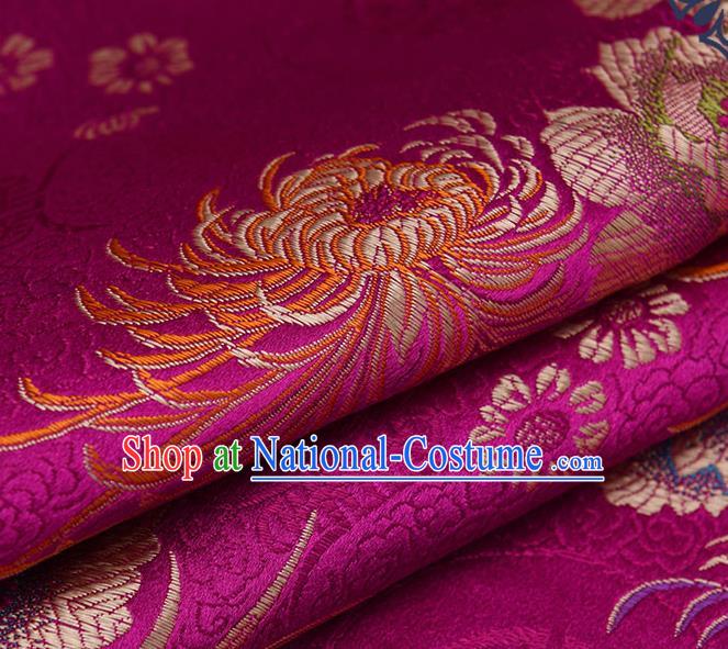 Chinese Traditional Brocade Fabric Chrysanthemum Pattern Tang Suit Silk Cloth Cheongsam Material Drapery